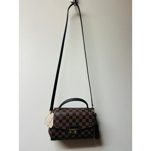 New Louis Vuitton Croisette Damier Ebene Shoulder Bag Brown Red Canvas Small LTD - Picture 15 of 16